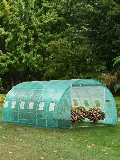 VEVOR Walk-in Tunnel Greenhouse Galvanized Frame & Waterproof Cover 15x7x7/10x7x7/20x10x7/12x7x7 ft Greenhouses & Cold Frames